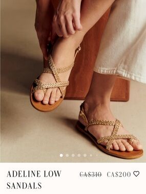 Sezane Metallic Gold Braided Strap Sandals